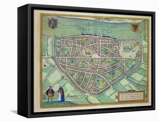Map of Nijmegen, from 'Civitates Orbis Terrarum' by Georg Braun-Joris Hoefnagel-Framed Stretched Canvas