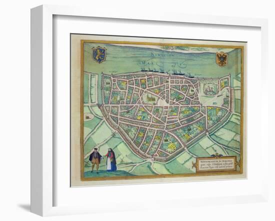 Map of Nijmegen, from 'Civitates Orbis Terrarum' by Georg Braun-Joris Hoefnagel-Framed Giclee Print