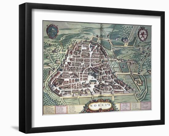 Map of Norcia, from Theatrum Civitatum Et Admirandorum Italiae-Joan Blaeu-Framed Giclee Print