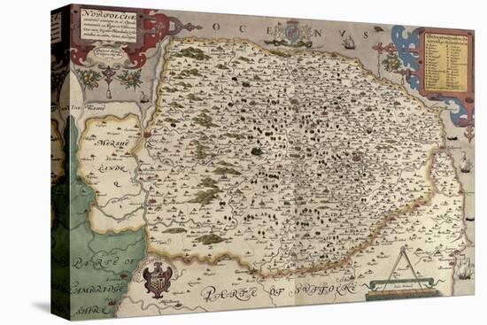 Map of Norfolk in 1574-Christopher Saxton-Stretched Canvas