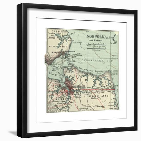 Map of Norfolk-Encyclopaedia Britannica-Framed Giclee Print