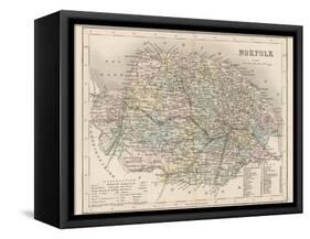 Map of Norfolk-James Archer-Framed Stretched Canvas