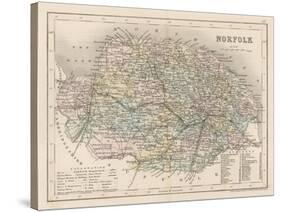 Map of Norfolk-James Archer-Stretched Canvas