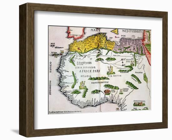 Map of North Africa and West Africa, Published in Strasbourg in 1522-Ptolemy-Framed Giclee Print