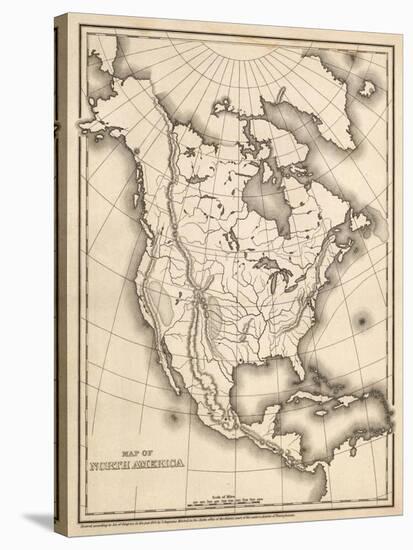 'Map of North America, c.1839' Stretched Canvas Print - Samuel Augustus ...