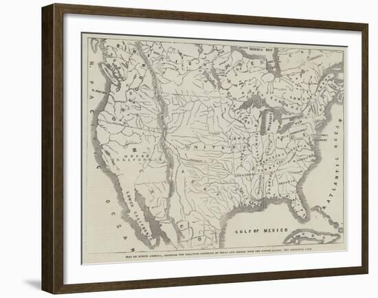 Map of North America, Showing the Relative Positions of Texas and Oregon with the United States-null-Framed Giclee Print