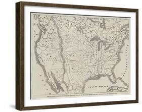 Map of North America, Showing the Relative Positions of Texas and Oregon with the United States-null-Framed Giclee Print