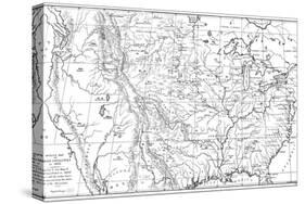 Map of North America with Locations of Native American Tribes, 1841-Myers and Co-Stretched Canvas