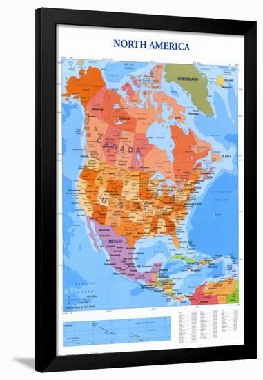 Map of North America-null-Framed Poster