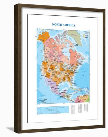 Map of North America-null-Framed Premium Giclee Print