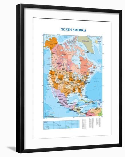 Map of North America-null-Framed Premium Giclee Print