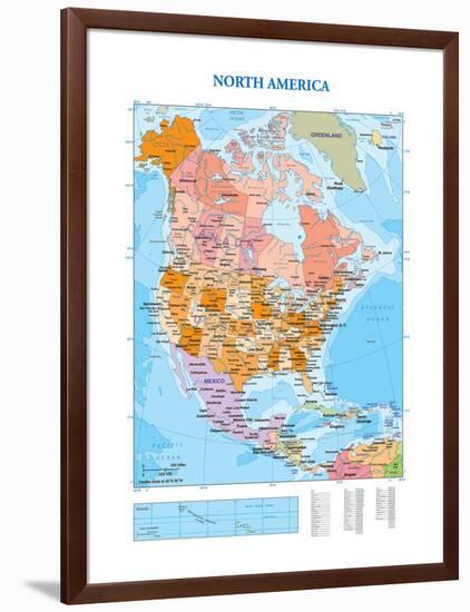 Map of North America-null-Framed Premium Giclee Print