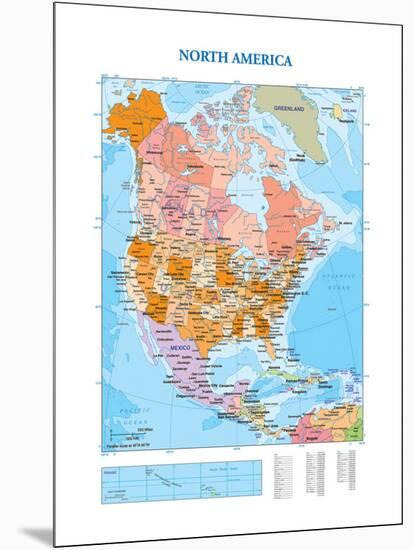 Map of North America-null-Mounted Premium Giclee Print