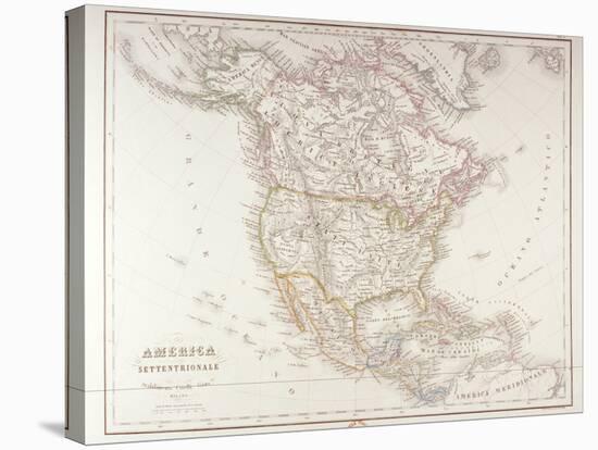 Map of North America-Fototeca Gilardi-Stretched Canvas