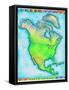 Map of North America-Jennifer Thermes-Framed Stretched Canvas