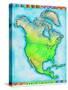Map of North America-Jennifer Thermes-Stretched Canvas