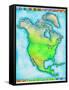 Map of North America-Jennifer Thermes-Framed Stretched Canvas