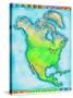 Map of North America-Jennifer Thermes-Stretched Canvas