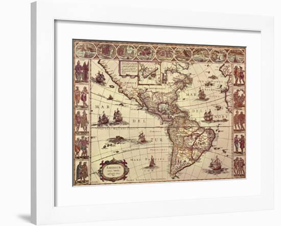 Map of North and South America-Joan Blaeu-Framed Art Print