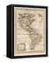 Map of North and South America-J. Gibson-Framed Stretched Canvas