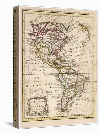 Map of North and South America-J. Gibson-Stretched Canvas