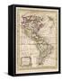 Map of North and South America-J. Gibson-Framed Stretched Canvas