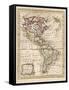 Map of North and South America-J. Gibson-Framed Stretched Canvas