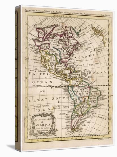 Map of North and South America-J. Gibson-Stretched Canvas