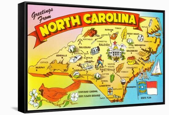 Map of North Carolina-null-Framed Stretched Canvas