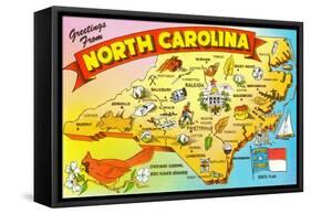 Map of North Carolina-null-Framed Stretched Canvas