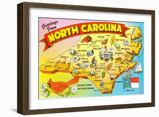 Map of North Carolina-null-Framed Art Print