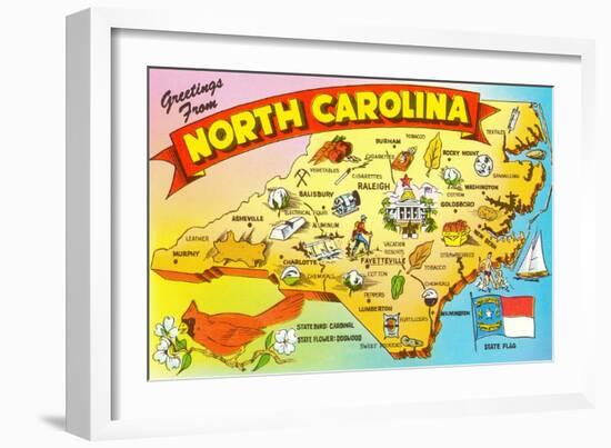 Map of North Carolina-null-Framed Art Print