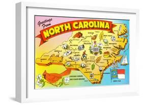 Map of North Carolina-null-Framed Art Print