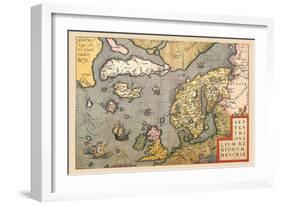 Map of North Sea-Abraham Ortelius-Framed Art Print