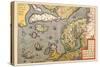 Map of North Sea-Abraham Ortelius-Stretched Canvas