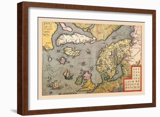 Map of North Sea-Abraham Ortelius-Framed Art Print