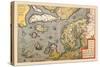 Map of North Sea-Abraham Ortelius-Stretched Canvas