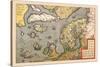 Map of North Sea-Abraham Ortelius-Stretched Canvas