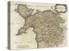 Map of North Wales-Robert Morden-Stretched Canvas