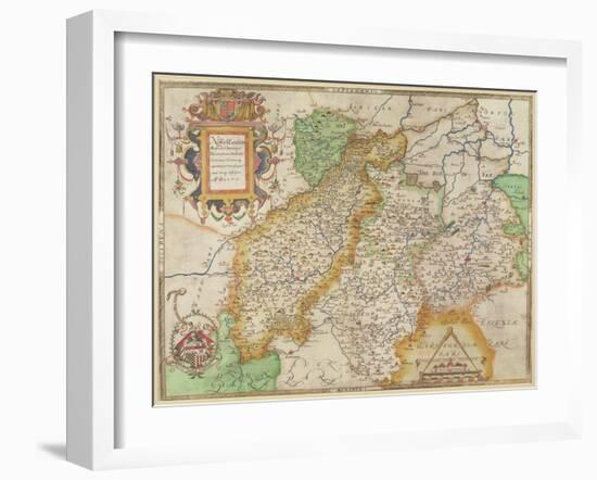 Map of Northampton and Adjacent Counties, from 'Atlas of England and Wales', 1576-Christopher Saxton-Framed Giclee Print