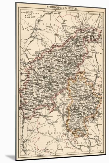 Map of Northamptonshire and Bedfordshire, England, 1870s-null-Mounted Giclee Print