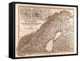 Map of Norway and Sweden, 1872-null-Framed Stretched Canvas