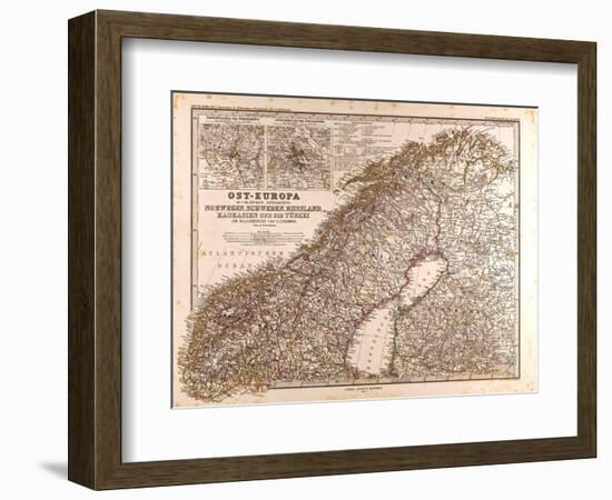 Map of Norway and Sweden, 1872-null-Framed Giclee Print