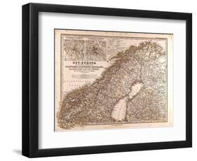 Map of Norway and Sweden, 1872-null-Framed Giclee Print