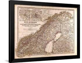 Map of Norway and Sweden, 1872-null-Framed Giclee Print