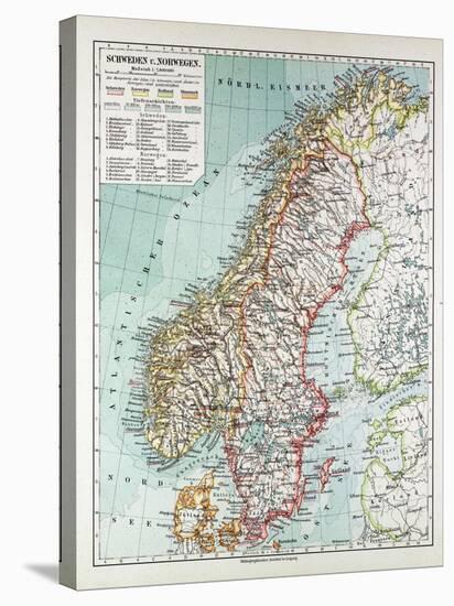 Map of Norway and Sweden 1899-null-Stretched Canvas