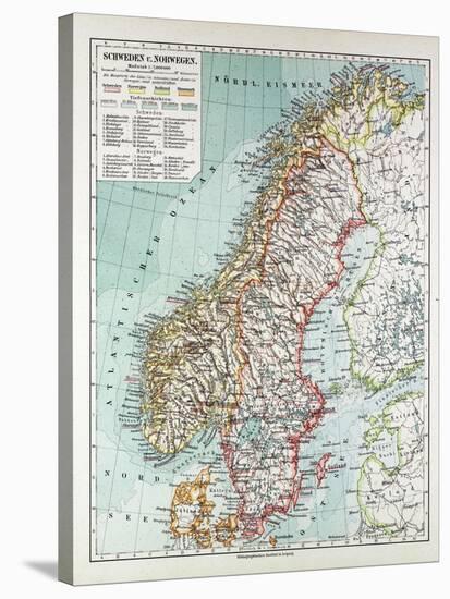 Map of Norway and Sweden 1899-null-Stretched Canvas
