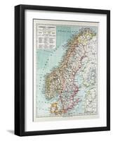 Map of Norway and Sweden 1899-null-Framed Giclee Print