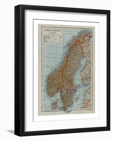 Map of Norway and Sweden, c19th century-Unknown-Framed Giclee Print