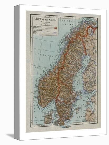 Map of Norway and Sweden, c19th century-Unknown-Stretched Canvas